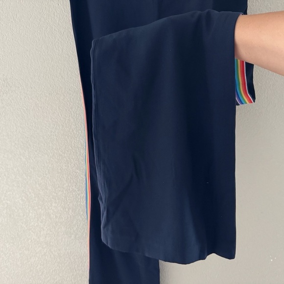 La Ligne Le Tuxedo Pant Navy Blue Rainbow Flare Classic Sporty Casual 8 NWT - Picture 10 of 13